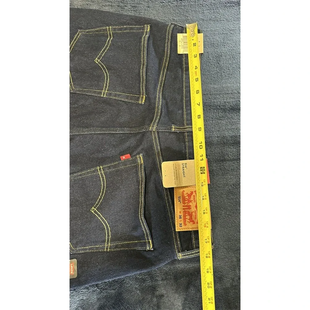 Levis 514 Straight Fit Jeans Stretch Denim Jeans Dark Wash Blue Men's 36x32
